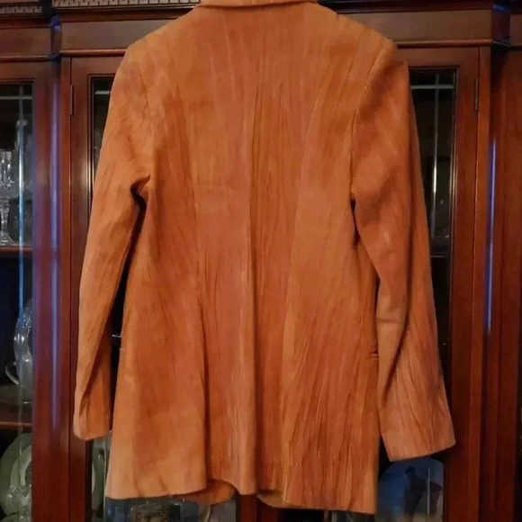 Vintage 80s Suede leather Blazer Padded shoulder Coat Jacket Rare! - Picture 4 of 8